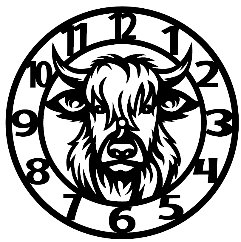 Highland Cow Clock
