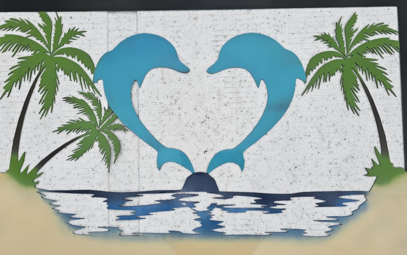 Twin Dolphins Sunset Metal Art