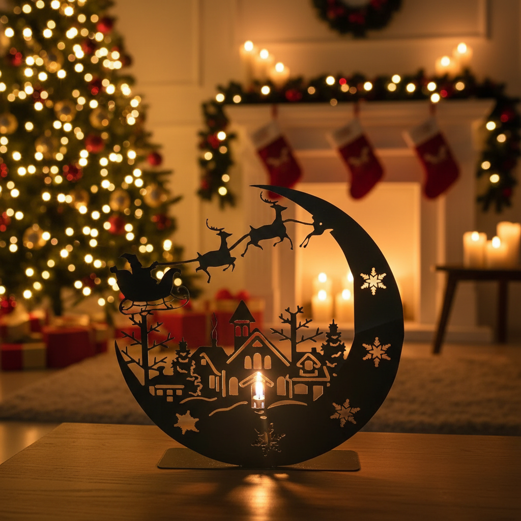Santa Sleigh Christmas Candle Holder - Moon Holder