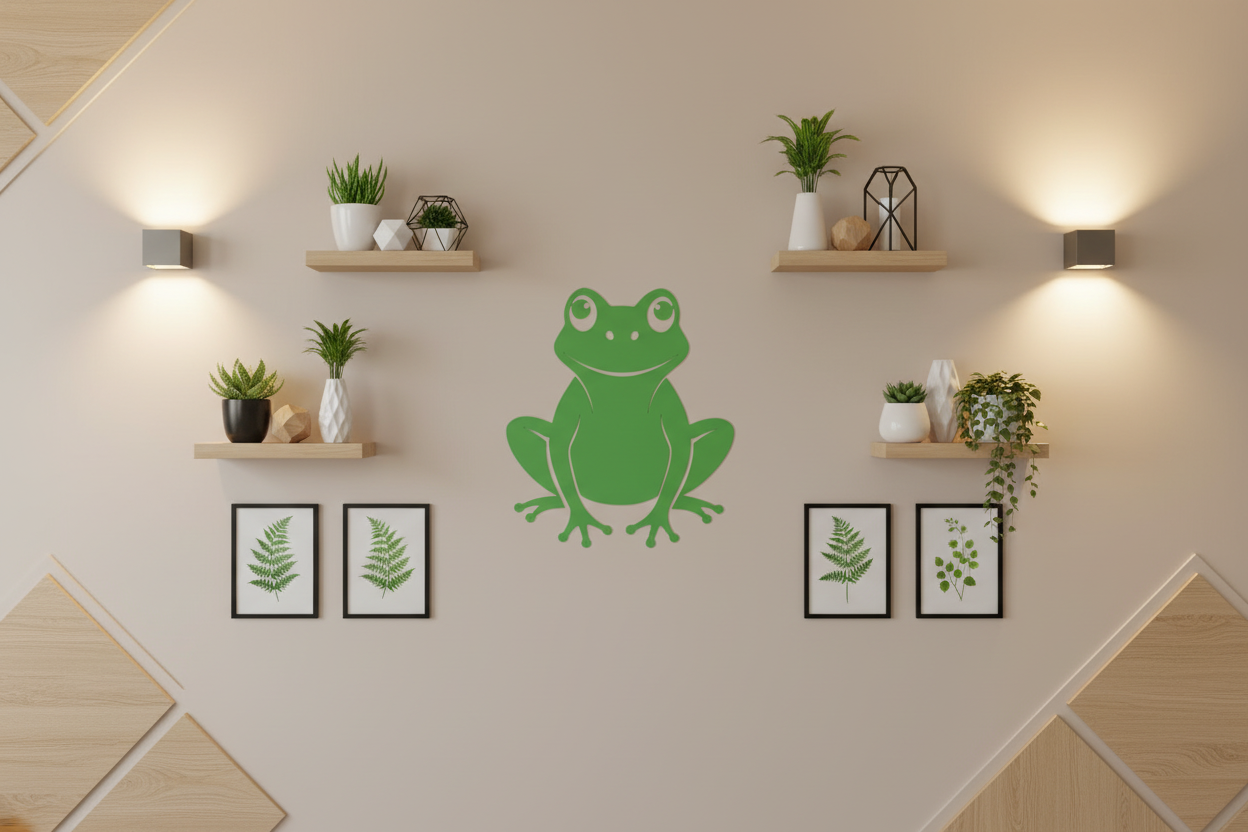 Green Frog Metal Wall Art