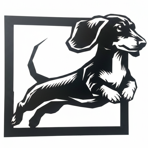 Playful Square Dachshund Metal Wall Art