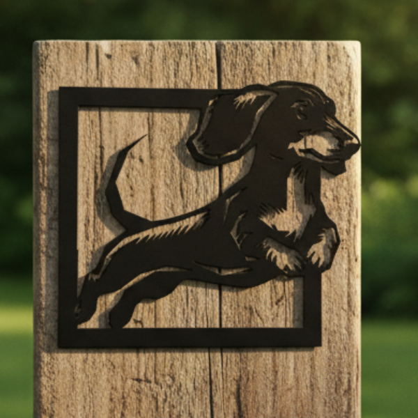 Playful Square Dachshund Metal Wall Art