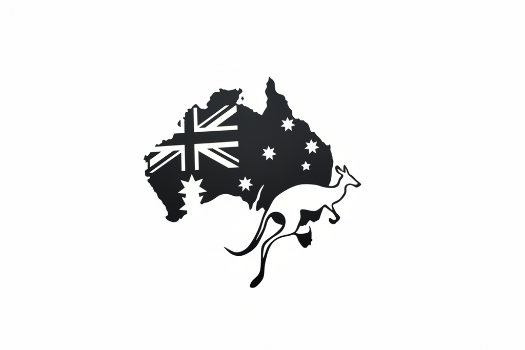 Australian Map with Flag and Kangaroo Metal Art