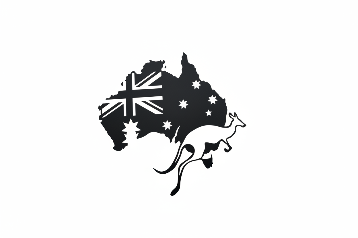 Australian Map with Flag and Kangaroo Metal Art