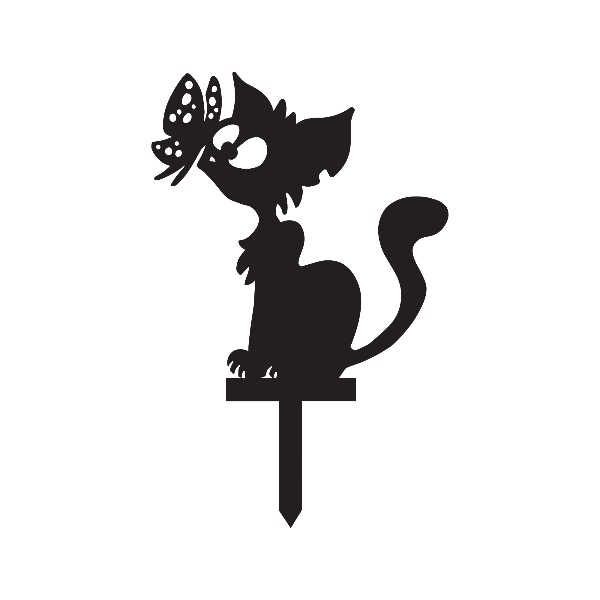 Cat and Butterfly Garden Stake