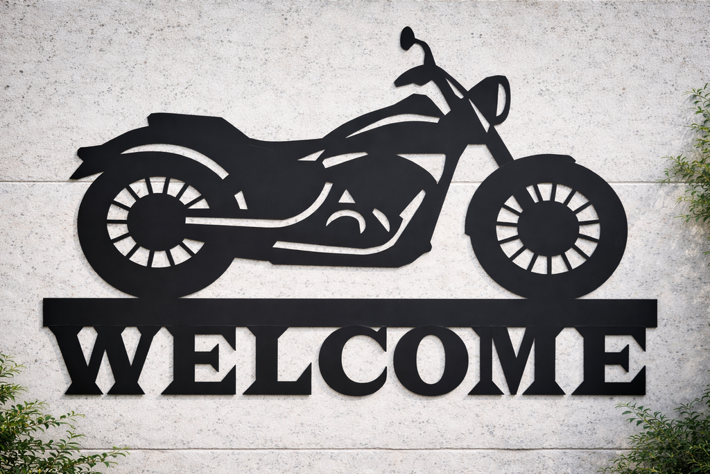 Welcome Motorcycle Metal Art