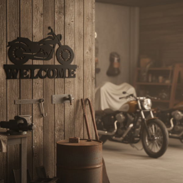 Motorcycle Welcome Metal Art