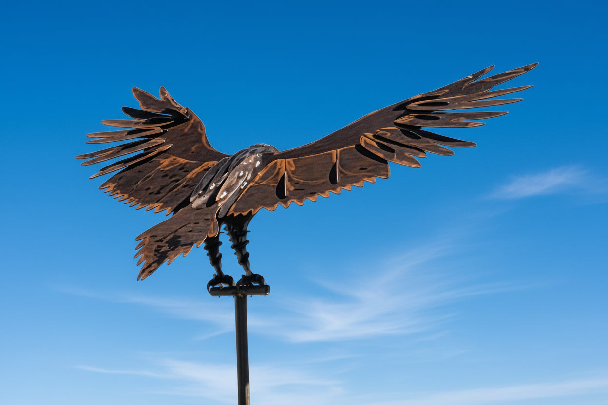 3D Flying Eagle Steel Garden Art – Handcrafted Metal Sculpture