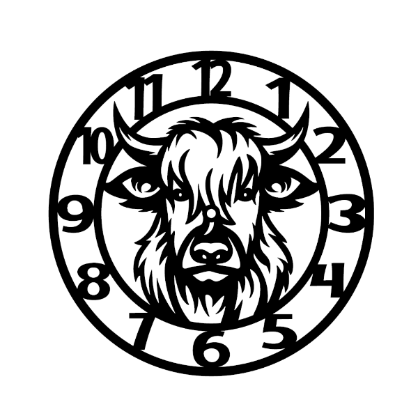 Highland Cow Clock