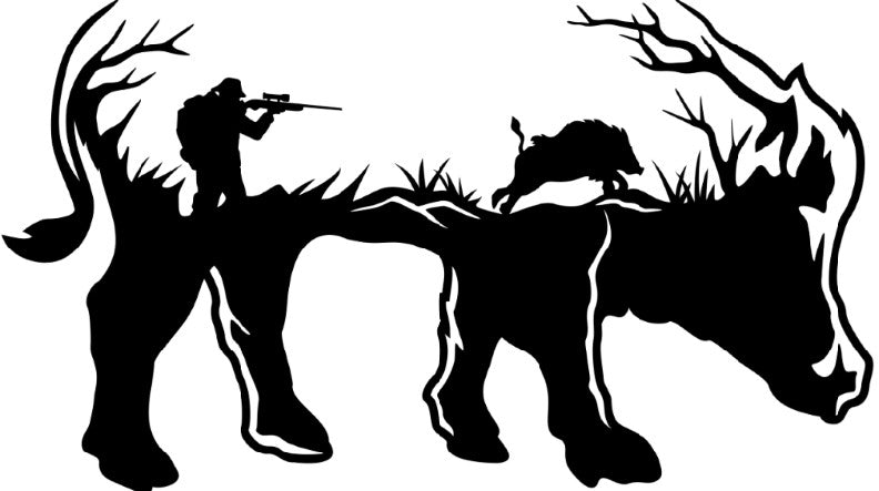 Hunting Boar with Hunter Metal Art