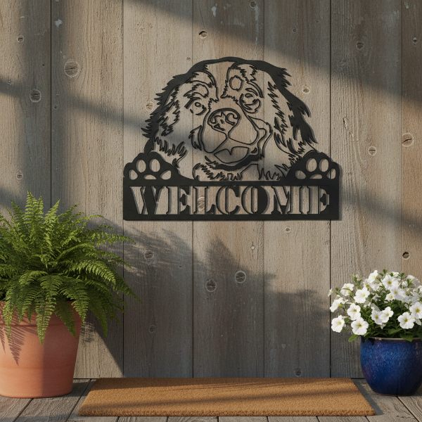 Junior King Charles Cavalier Welcome Dog Metal Wall Art