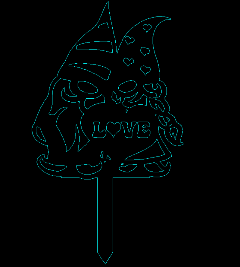 Garden Gnome "Love Stake" - Natural Rusty Steel