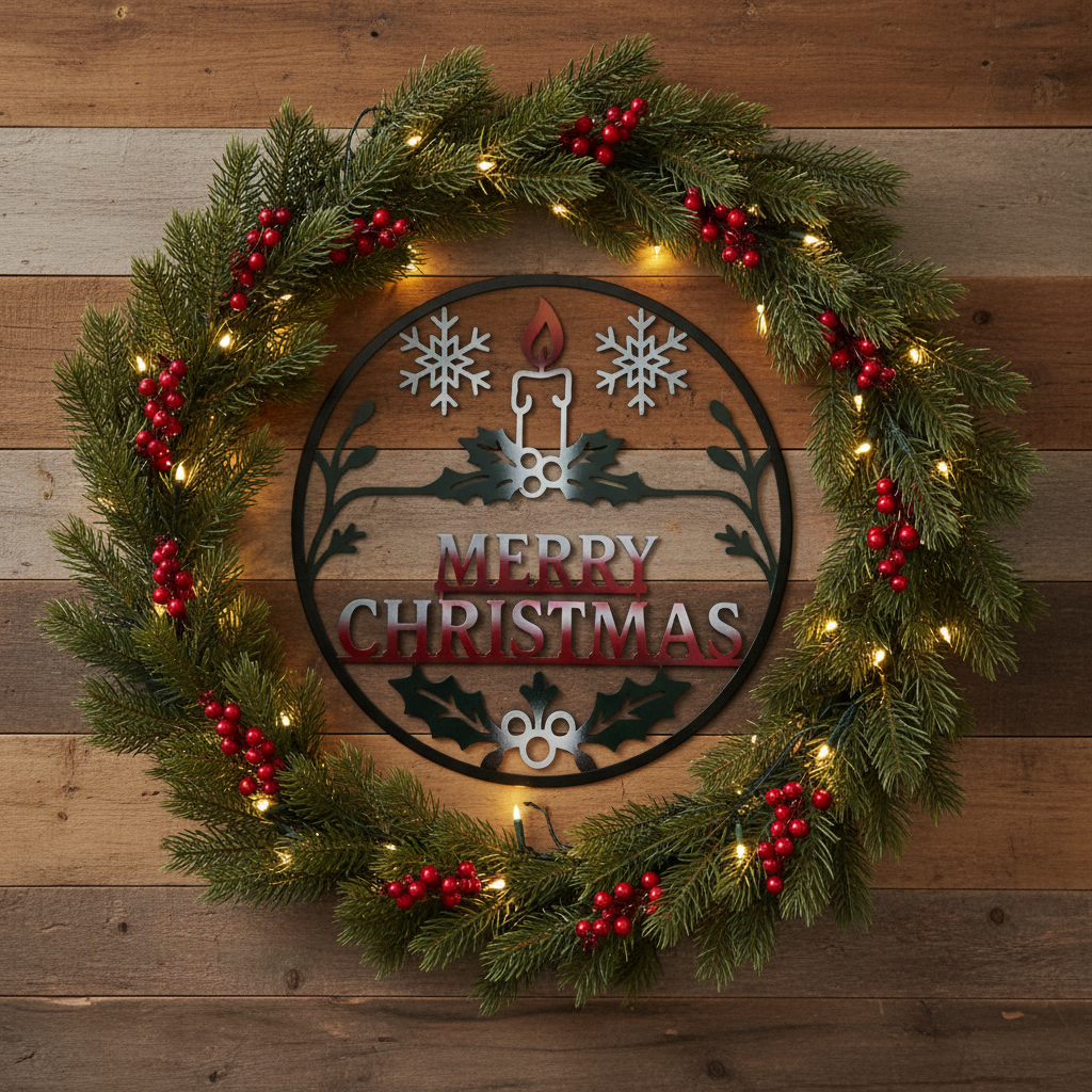 Merry Christmas Circle  Metal Art
