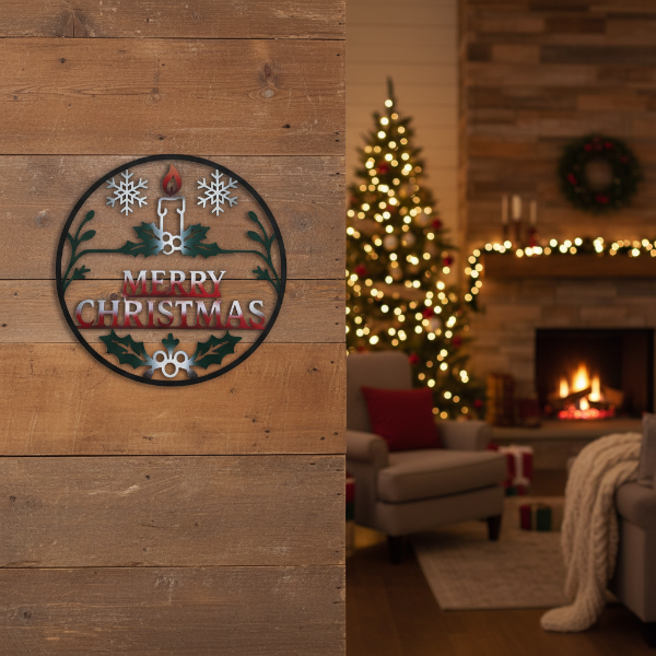 Merry Christmas Circle  Metal Art