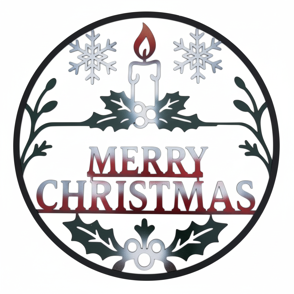 Merry Christmas Circle  Metal Art