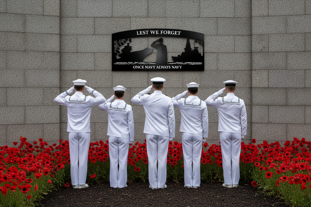 Once Navy Always Navy Metal Wall Art – Lest We Forget Naval Memorial Sign