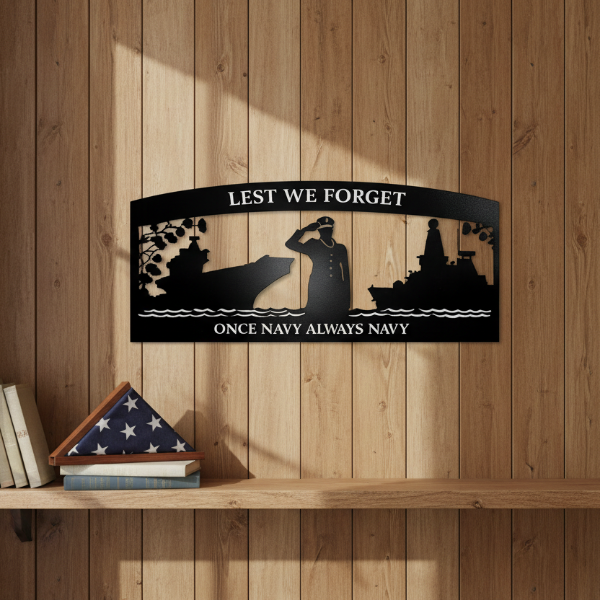 Once Navy Always Navy Metal Wall Art – Lest We Forget Naval Memorial Sign