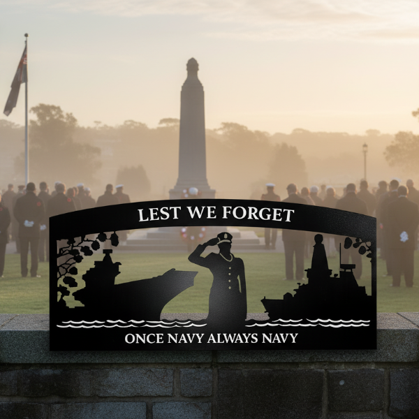 Once Navy Always Navy Metal Wall Art – Lest We Forget Naval Memorial Sign