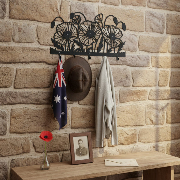 Anzac Poppies Coat/key Rack