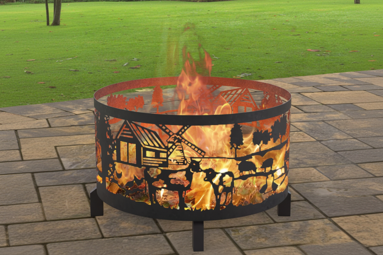 Firepit Ring - Tractor Design with Base  & Feet
