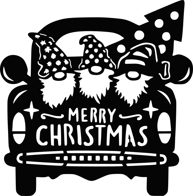 Christmas Garden Gnomes Truck Metal Art