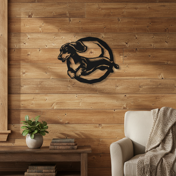 Dachshund Hoop Metal Wall Art