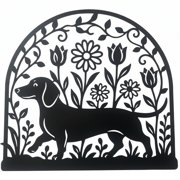 Dachshund Flower Arch Metal Art