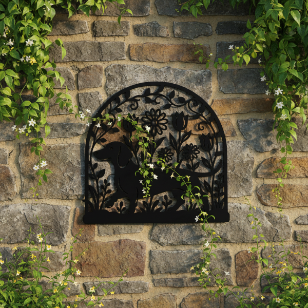 Dachshund Flower Arch Metal Art