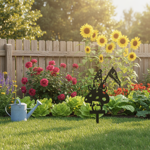 Garden Gnome Welcome Flag Stake