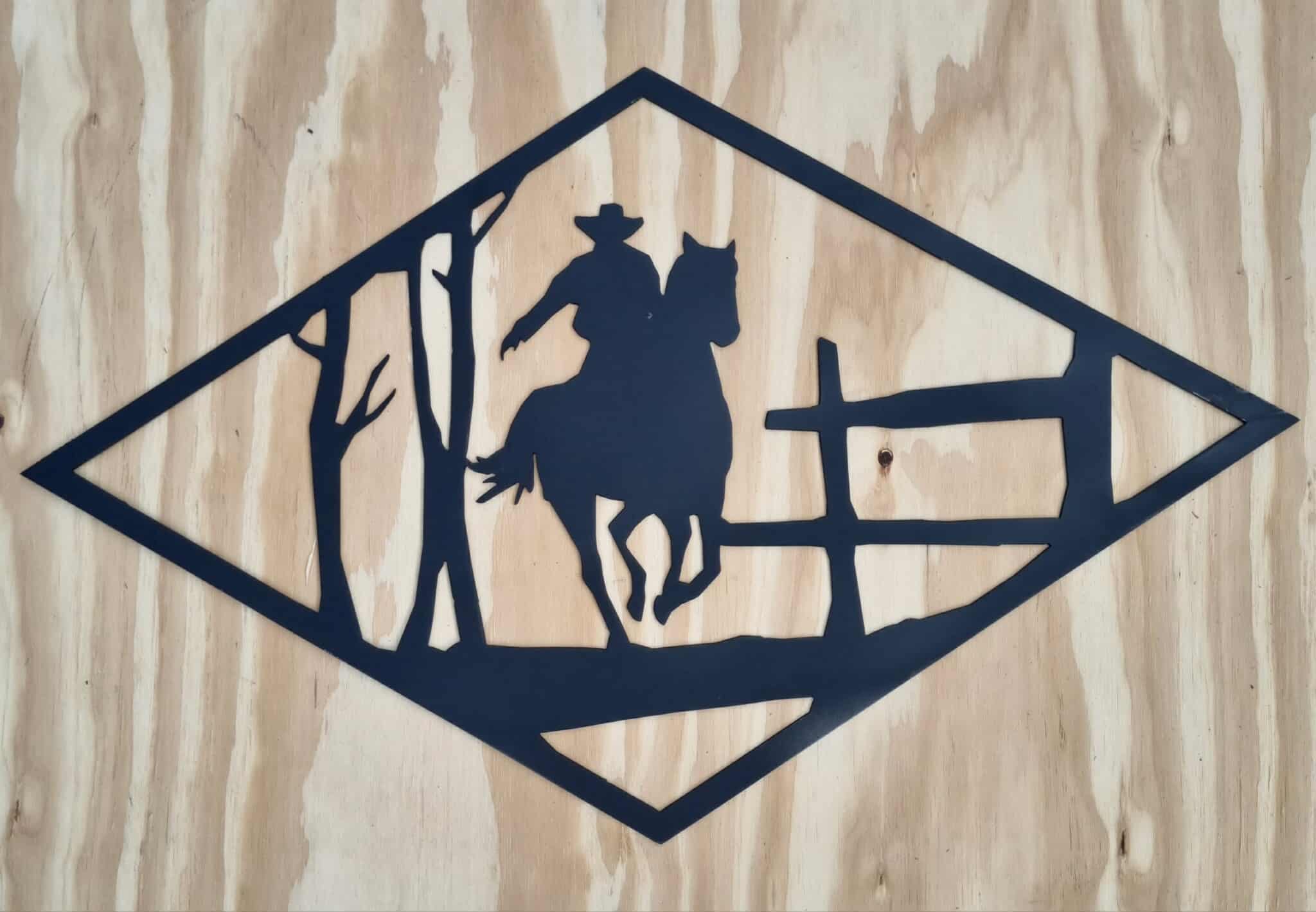 Diamond Cowboy on Horseback Metal Wall Art