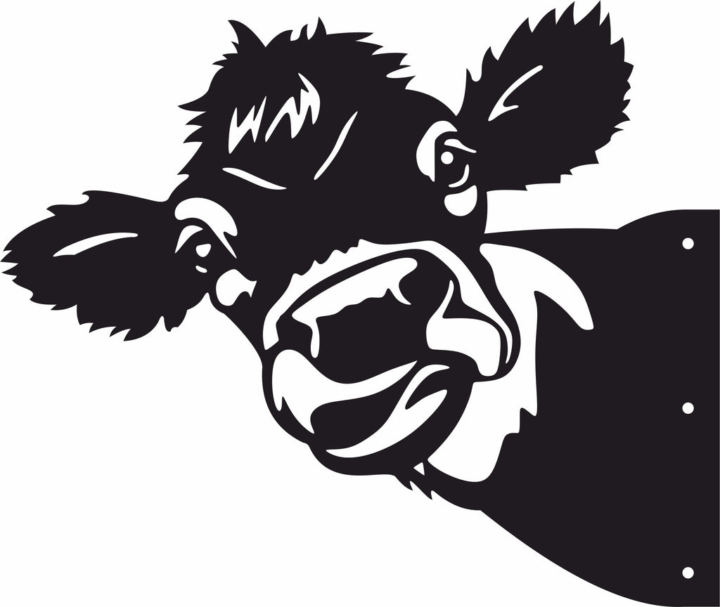 Peeking Cow Tree Stake - Natural Rusty Steel