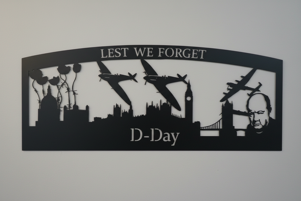 D-Day Memorial Metal Wall Art – Lest We Forget Steel Tribute Sign