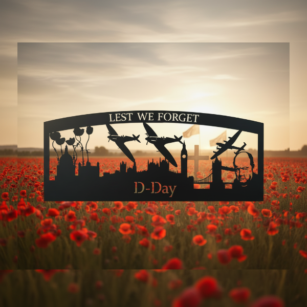 D-Day Memorial Metal Wall Art – Lest We Forget Steel Tribute Sign
