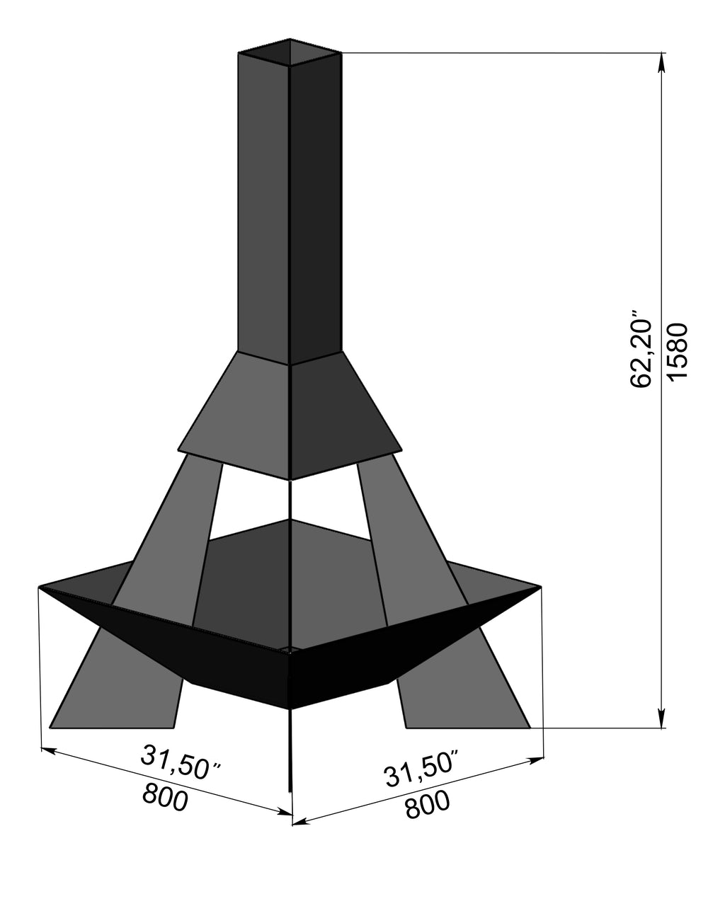 Pyramid Rocket Firepit